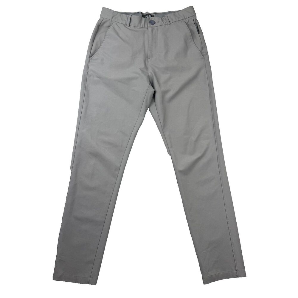 FLX Men’s Size 30 Gray Performance Stretch Pants Golf Travel Zipper Pocket